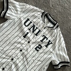 Striped jersey-look top. Black and white